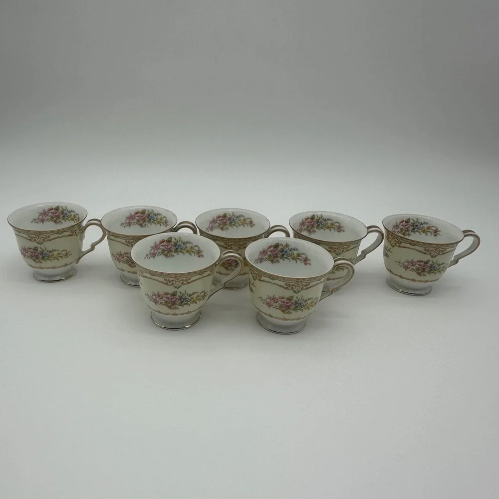 Noritake Sherwood 3926 Demitasse Set Coffee Pot Creamer Sugar 8 Cups Saucers